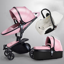 Load image into Gallery viewer, Free ship! Babyfond  3 in 1 baby stroller 360 degree rotate Carriage gold frame PU Pram EU safety Car Seat with Bassinet newborn